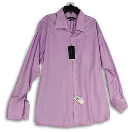 NWT Mens Purple Spread Collar Long Sleeve Button-Up Shirt Size 35/34