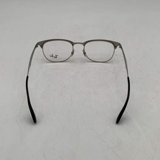Mens Silver Black Clear Lens Full Rim Prescription Glasses With Case image number 3