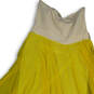 Womens White Yellow Strapless Asymmetrical Hem Beaded Fit & Flare Dress 2XL image number 4