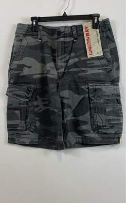 Unionbay Mens Gray Black Camouflage Pockets Flat Front Cargo Shorts Size 34