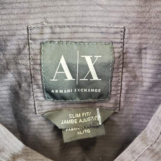 Armani Exchange Men Grey Striped Snap Up Shirt XL image number 3