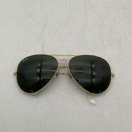 Ray-Ban Mens Gold Full-Frame Green Lens Aviator Sunglasses With Beige Case alternative image
