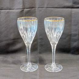 Pair Of Mikasa Golden Tiara German Crystal Wine Glasses