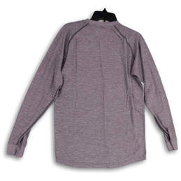 Womens Purple Crew Neck Long Sleeve Ribbed Cuff Knit Pullover T-Shirt Sz M alternative image