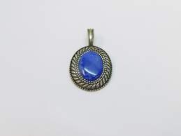 Carolyn Pollack Sterling Silver Lapis Rope Detail Pendant 11.3g