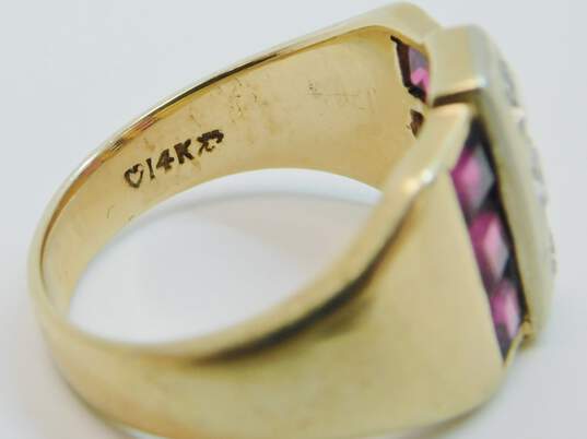 Men's Vintage 14K Yellow Gold 0.52 CTTW Diamond & Ruby Ring 10.4g image number 4