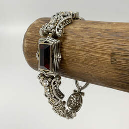 Designer Kirks Folly Silver-Tone Red Garnet Cubic Zirconia Chain Bracelet