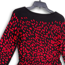 Womens Black Red Jodie Knitted Long Sleeve Knee Length Sweater Dress Size 6