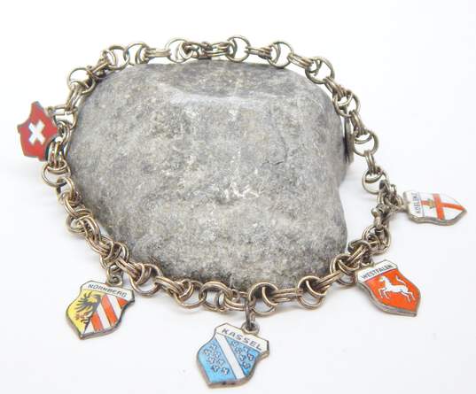 VNTG 835 & Mixed Metal European Travel Charms Bracelet 14.7g image number 1