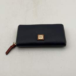 Dooney & Bourke Womens Blue Leather Inner Pocket Zip-Around Wallet