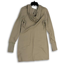 Womens Beige Cowl Neck Long Sleeve Thumbhole Hooded Tunic Dress Size Medium alternative image