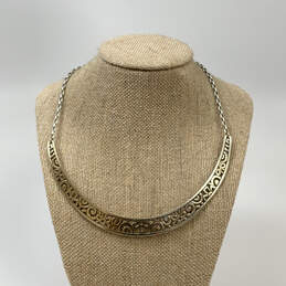 Designer Brighton Silver-Tone Crescent Bar Collar Chain Necklace w/ Box
