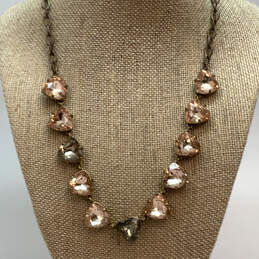 Designer Stella & Dot Gold-Tone Pink Crystal Cut Stone Statement Necklace