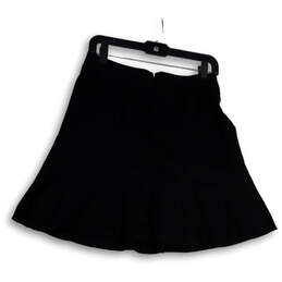 Womens Black Flat Front Back Zip Stretch Short A-Line Skirt Size 4 alternative image