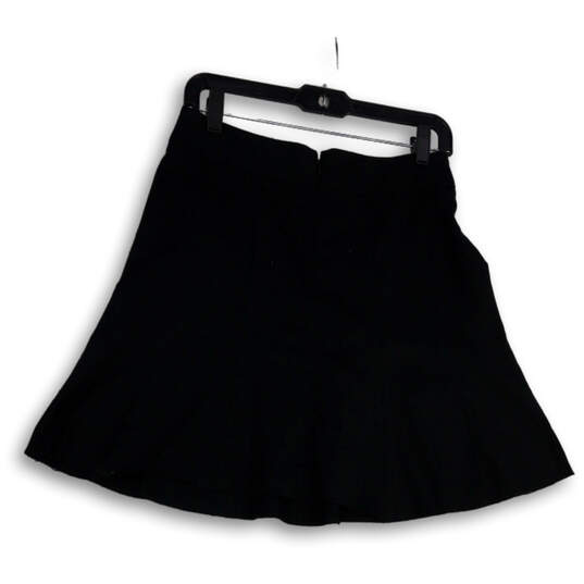 Womens Black Flat Front Back Zip Stretch Short A-Line Skirt Size 4 image number 2