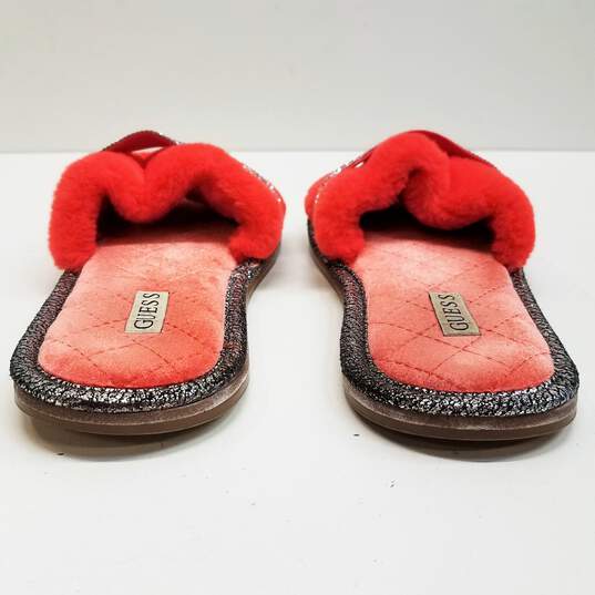 Guess Slippy Faux Fur Rhinestone Slide Slippers Women's Size 7M image number 4