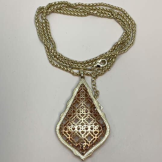 Designer Kendra Scott Gold-Tone Aiden Filigree Long Pendant Necklace image number 3