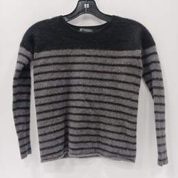 Black & Grey Striped Cashmere Sweater Size Small