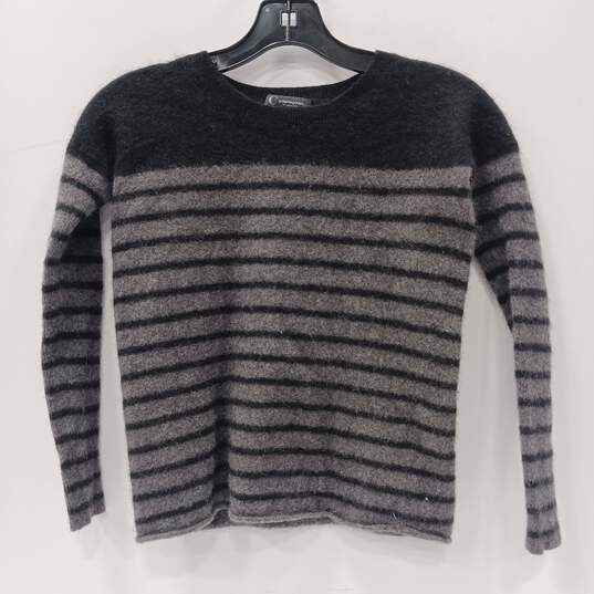 Black & Grey Striped Cashmere Sweater Size Small image number 1