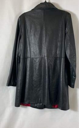 Pelle Pelle Womens Black Long Sleeve Collared Button Front Leather Coat Size XL alternative image
