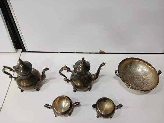 5pc Silver Plated Copper Tea Set image number 4