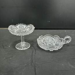 Bundle of 2 Clear Cut Crystal Dishes