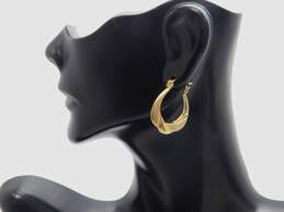 Elegant 14k Yellow Gold Brushed Hoop Earrings 1.4g alternative image