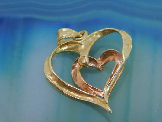 14k Yellow & Rose Gold Open Hearts Pendant 1.8g image number 4