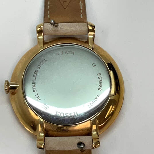 Designer Fossil Jacqueline ES-3988 Gold-Tone White Dial Analog Wristwatch image number 4