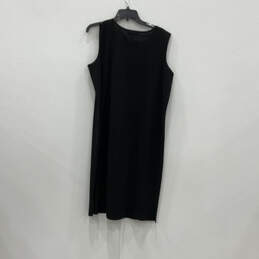 NWT Womens Black Sleeveless Round Neck Knitted Sheath Dress Size 0X alternative image