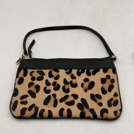 NWT Kate Spade Womens Black Beige Leopard Print Clutch Wristlet Wallet Purse image number 3