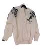 Womens Cream Floral Crew Neck Long Sleeve Cardigan Sweater Size Free image number 1