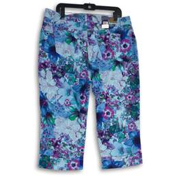 NWT Bandolino Womens Blue Purple Floral 5-Pocket Design Capri Jeans Size 0 alternative image