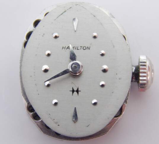 Ladies Vintage Hamilton 14K White Gold Case Diamond Accent 22 Jewels Watch 13.0g image number 1