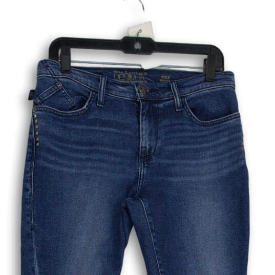 Womens Blue Denim Medium Wash 5-Pocket Design Straight Leg Jeans Size 10M image number 3