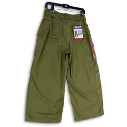 NWT Womens Green Waist Belt Patch Pocket Wide Leg Cropped Pants Size 14 alternative image