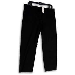 NWT Womens Black Flat Front Slash Pockets Straight Leg Dress Pants Size 12