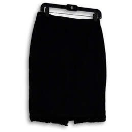 Womens Black Flat Front Stretch Back Zip Straight And Pencil Skirt Size 2