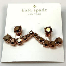 Designer Kate Spade Silver-Tone Stone Fashionable Drop Earrings With Box
