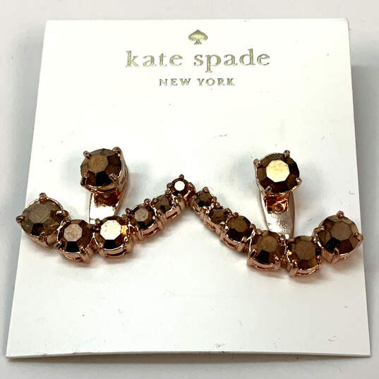 Designer Kate Spade Silver-Tone Stone Fashionable Drop Earrings With Box image number 1