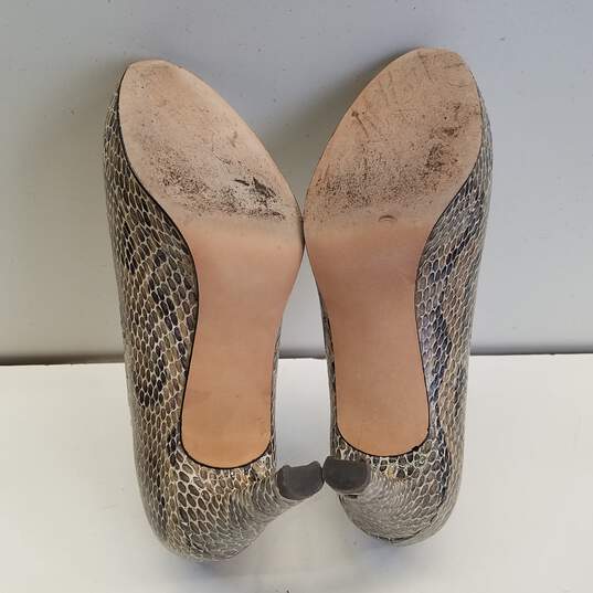 Stuart Weitzman Snakeskin Print Leather Peep Toe Pump Heels Shoes Size 7 M image number 5