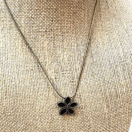 Designer Silpada 925 Sterling Silver Black Petite Flower Pendant Necklace