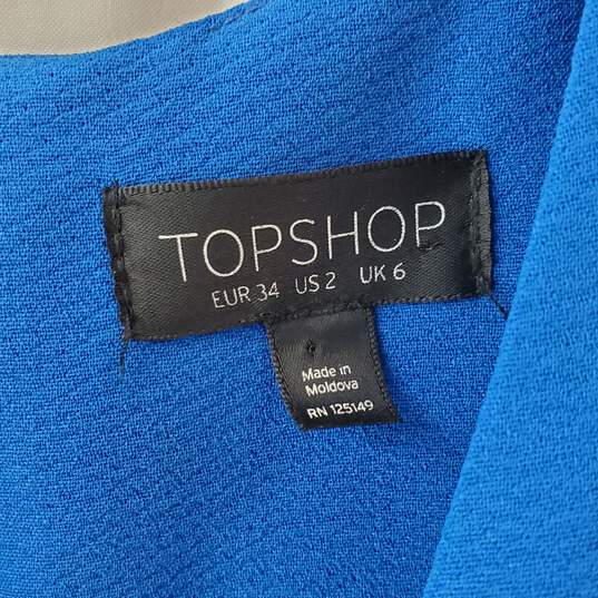 Topshop Cobalt Blue Zipper Pockets Shift Dress Size 2 image number 3