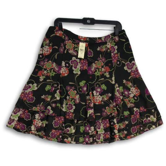 NWT LOFT Womens Multicolor Floral Pleated Side Zip A-Line Skirt Size 12 image number 1
