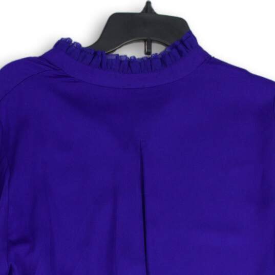 Chico's Womens Blue Ruffle Tie Neck Balloon Sleeve Tunic Blouse Top Size 8/10 image number 4