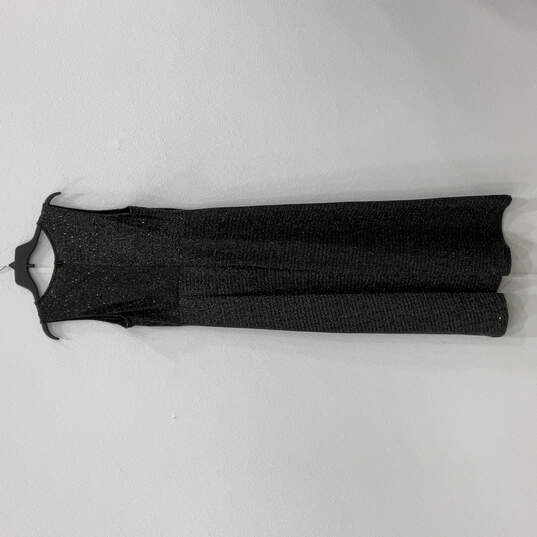 Womens Black Shimmery Pleated V-Neck Sleeveless Back Zip Maxi Dress Size 12 image number 2