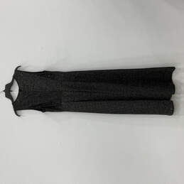Womens Black Shimmery Pleated V-Neck Sleeveless Back Zip Maxi Dress Size 12 alternative image