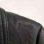 Womens Collared 3/4 Sleeve Mid Length Button Front Leather Jacket Size Medium image number 3