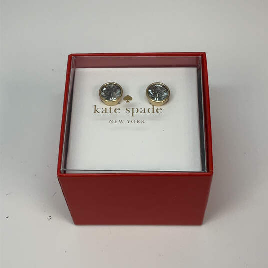 Designer Kate Spade Gold-Tone Clear Crystal Cut Stone Stud Earrings W/ Box image number 3