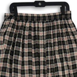 Womens Black White Plaid Pleated Elastic Waist Pull-On A-Line Skirt Size M alternative image